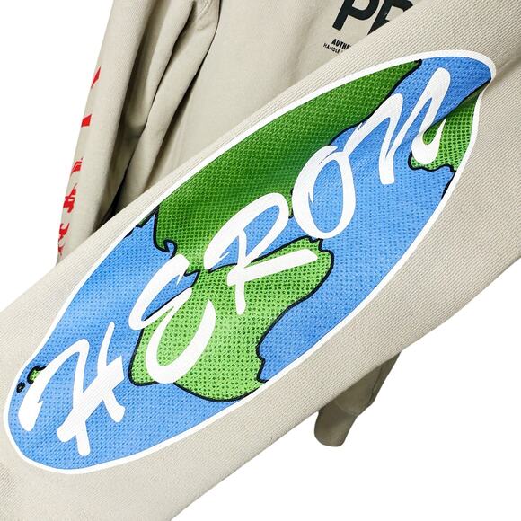 Heron Preston NWT RARE Global Collage Grey Cotton Graphic Hoodie Medium Unisex - Picture 5 of 16